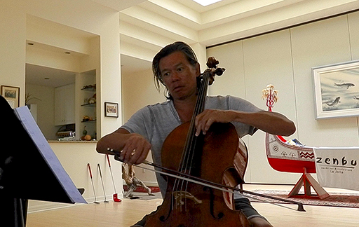Cellist Felix Fan performing Lament for the Makers.