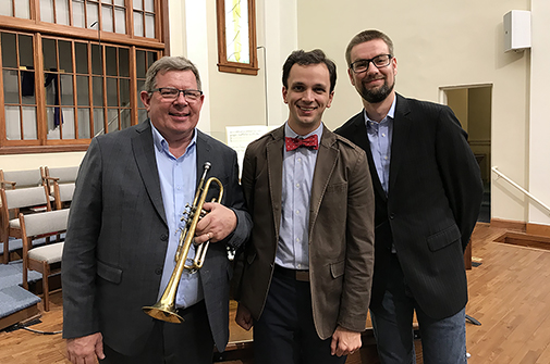 Bob Smither, trumpet, Bryan Anderson, organ, and myself at the premiere of The Tree for trumpet and organ.