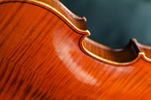 The title Edges is meant to be ambiguous. It could refer to the soft- or hard-edged sounds in the piece, or as this image implies, the shapely form of the string instruments themselves.